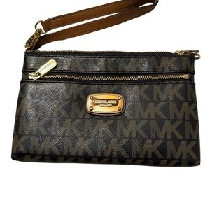 Michael‎ Kors Tan and Brown Clutch with Gold Hardware